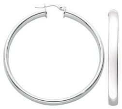 Silver hoop earrings High polish Sterling Silver Plain D-shape 5mm, 8 grams.