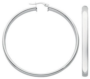 Silver hoop earrings High polish Sterling Silver Plain D-shape 5mm, 9.5 grams.