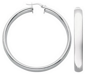 Silver hoop earrings High polish Sterling Silver Plain D-shape 6mm, 9 grams.