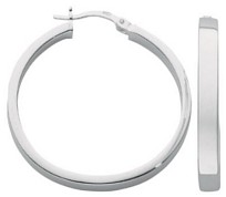 Silver hoop earrings High polish Sterling Silver Rectangle plain 4mm, 7.4 grams.