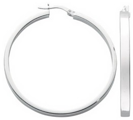 Silver hoop earrings High polish Sterling Silver Rectangle plain 4mm, 10 grams.
