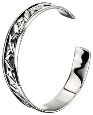 Silver bangle High polish Oxidised Sterling Silver Gents abstract