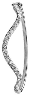 Silver bangle High polish Sterling Silver Clear zirconium Curved row of jewels hinged, 11.5 grams.