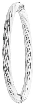 Silver bangle High polish Sterling Silver 6mm hollow twist, 15 grams.