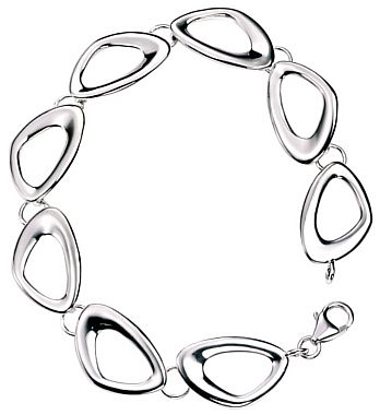 Silver bracelet High polish Sterling Silver Abstract cutout oval triangles 7.5 inch