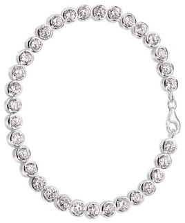 Silver bracelet High polish Sterling Silver Clear zirconium Circles 4mm jewels 7.5 inch