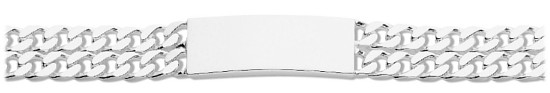 Silver bracelet High polish Sterling Silver Identity double curb 8.5 inch, 43 grams.