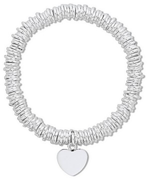 Silver bracelet High polish Sterling Silver Rings and heart 7.5 inch, 34 grams.