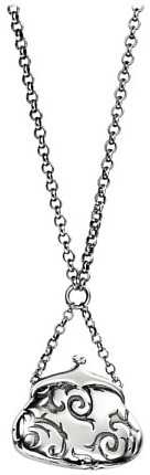 Silver necklace High polish Oxidised Sterling Silver Handbag 25.5 inch chain oxidised