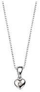 Silver necklace High polish Sterling Silver Diamond Heart small 5.8mm on 14 inch chain, 2.2 grams.