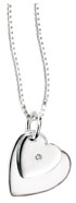 Silver necklace High polish Sterling Silver Diamond Hearts double on 14 inch chain, 3.7 grams.