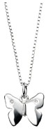 Silver necklace High polish Sterling Silver Diamond Butterly 2 diamonds on 14 inch chain, 2.8 grams.