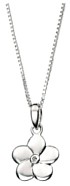 Silver necklace High polish Sterling Silver Diamond Flower 12mm on 14 inch chain, 2.5 grams.
