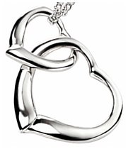 Silver pendant High polish Sterling Silver Two connected hearts