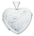 Silver pendant High polish Sterling Silver Heart patterned
