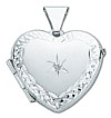 Silver pendant High polish Sterling Silver Diamond Heart patterned edge