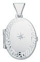 Silver pendant High polish Sterling Silver Diamond Oval small patterned edge