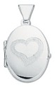 Silver pendant High polish Sterling Silver Oval heart pattern
