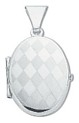 Silver pendant High polish Sterling Silver Oval crosshatch locket