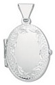 Silver pendant High polish Sterling Silver Oval patterned edge