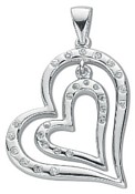 Silver pendant Sterling Silver Clear zirconium Heart within heart, 4.8 grams.