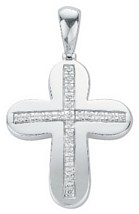 Silver pendant High polish Sterling Silver Clear zirconium Cross jewelled 43mm, 6.5 grams.