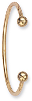 Gold bangle High polish 9ct gold 3mm torque (ladies shown), 13.5 grams.