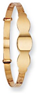 Gold bangle High polish 9ct gold Babies rectangle triple face, 2.1 grams.