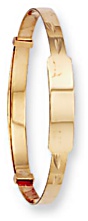 Gold bangle High polish 9ct gold Babies patterned ID, 3.0 grams.