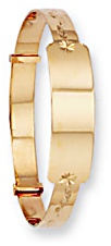 Gold bangle High polish 9ct gold Babies wide rectangle stem pattern, 5.1 grams.