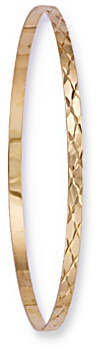 Gold bangle High polish 9ct gold 3mm crisscross pattern, 4.0 grams.