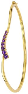 Gold bangle High polish 9ct gold Amethyst Graduated wave inset jewels 60mm