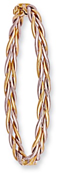 Gold bangle High polish 9ct gold Double wire twist bicolor, 7.2 grams.