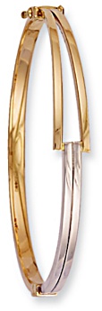 Gold bangle High polish 9ct gold Rectangle to double square bicolor, 6.7 grams.