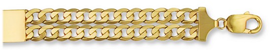 Gold bracelet High polish 9ct gold Gents 8.5 inch Identity curb 7mm double, 27 grams.