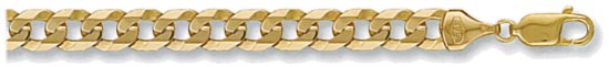 Gold bracelet High polish 9ct gold Ladies 7.5 inch curb flat angular 7.5mm, 9.8 grams.