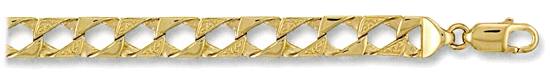 Gold bracelet High polish 9ct gold Gents curb square patterned 7.5mm, 9.6 grams.