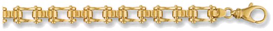 Gold bracelet High polish 9ct gold Gents 8.5 inch motor chain 7mm, 34 grams.