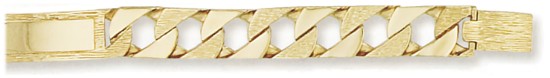 Gold bracelet High polish 9ct gold Identity square curb cast gents 8.5 inch, 32.5 grams.
