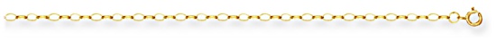Gold chain 16 inch High polish 9ct gold 1mm belcher oval, 0.6 grams.