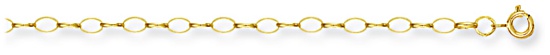 Gold chain 28 inch High polish 9ct gold 3mm belcher oval, 5.1 grams.