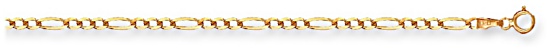 Gold chain 24 inch High polish 9ct gold 2mm figaro economy, 3.9 grams.