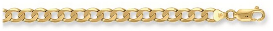 Gold bracelet High polish 9ct gold Gents 5.5mm curb economy 8.5 inch, 8.9 grams.