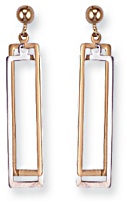 Gold drop earrings High polish 9ct gold Two rectangles bicolor 37mm height, 1.8 grams.
