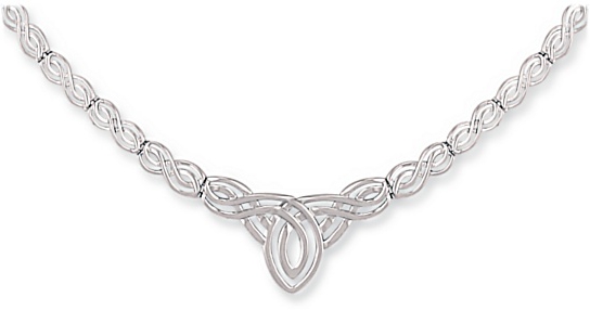 Gold necklace High polish 9ct white gold Celtic hinged 17 inch, 12.8 grams.