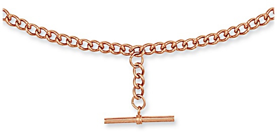 Gold necklace High polish 9ct rose gold 3mm curb Tbar 20 inch, 26.5 grams.