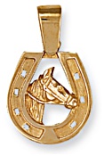 Gold pendant High polish 9ct gold Horse head and shoe, 4.7 grams.