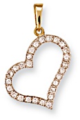 Gold pendant Clear zirconium High polish 9ct gold Heart cutout, 2.4 grams.
