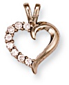 Gold pendant Clear zirconium High polish 9ct white gold Heart half jewelled, 2.3 grams.
