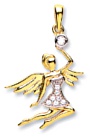 Gold pendant 0.036ct Diamonds High polish 9ct gold Cross bars pave jewels bicolor 17mm h, 1.2 grams.